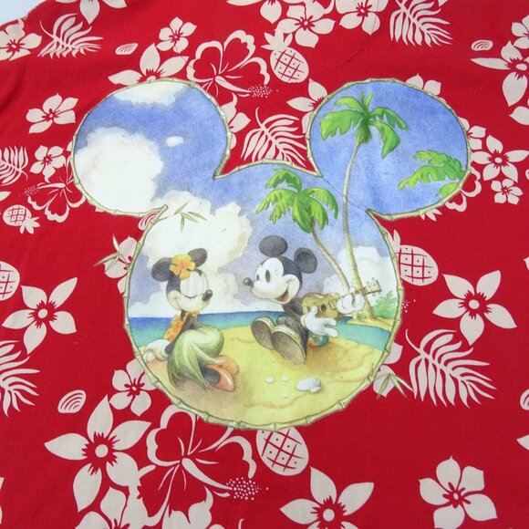 Disney Store Mickey Minnie Mouse Hawaiian Shirt Mens Size XXL Tropical Floral - Picture 3 of 6